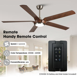 65" Fury Hamptons Farmhouse DC Motor Downrod Mount Ceiling Fan with Lighting and Remote Control