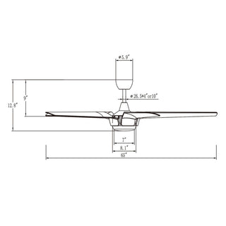 65" Fury Hamptons Farmhouse DC Motor Downrod Mount Ceiling Fan with Lighting and Remote Control
