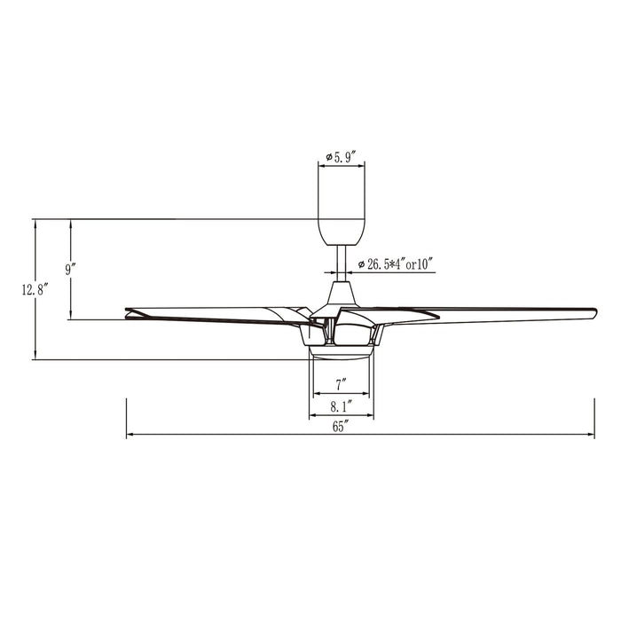 65" Fury Farmhouse DC Motor Downrod Mount Ceiling Fan with Lighting and Remote Control