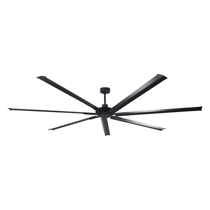 213 cm / 254 cm Silent Storm Extra Large Ceiling Fan, 7-Blade Aluminum Reversible DC Motor, 6-Speed Remote Control, Industrial Low Profile Fan for Large Indoor Spaces, Brushed Metal Finish