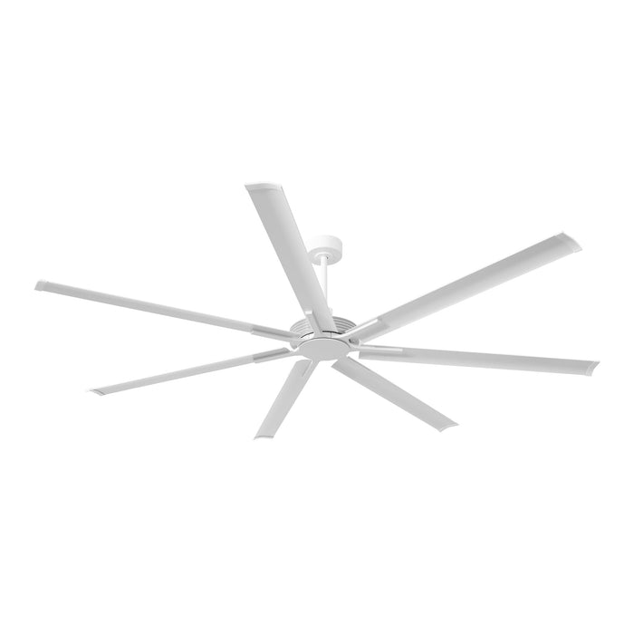 213 cm / 254 cm Silent Storm Extra Large Ceiling Fan, 7-Blade Aluminum Reversible DC Motor, 6-Speed Remote Control, Industrial Low Profile Fan for Large Indoor Spaces, Brushed Metal Finish
