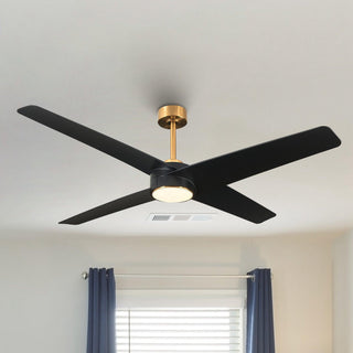 60" Parvez Hamptons Modern DC Motor Downrod Mount Reversible Ceiling Fan with Lighting and Remote Control