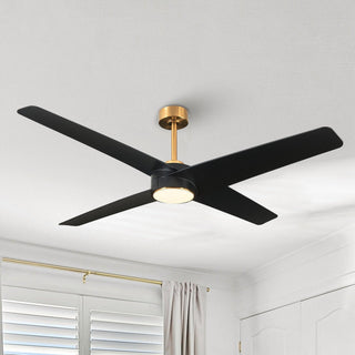 60" Parvez Hamptons Modern DC Motor Downrod Mount Reversible Ceiling Fan with Lighting and Remote Control