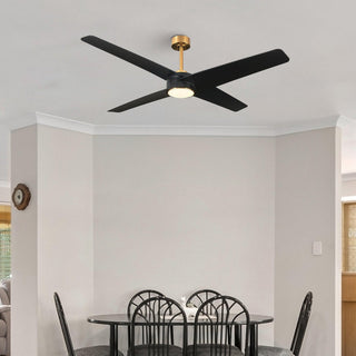 60" Parvez Hamptons Modern DC Motor Downrod Mount Reversible Ceiling Fan with Lighting and Remote Control