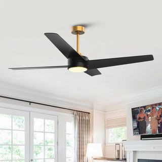 60" Parvez Hamptons Modern DC Motor Downrod Mount Reversible Ceiling Fan with Lighting and Remote Control
