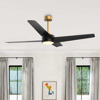 60" Parvez Hamptons Modern DC Motor Downrod Mount Reversible Ceiling Fan with Lighting and Remote Control
