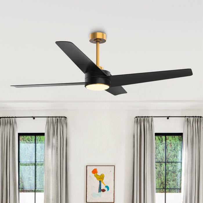 60" Parvez Modern DC Motor Downrod Mount Reversible Ceiling Fan with Lighting and Remote Control