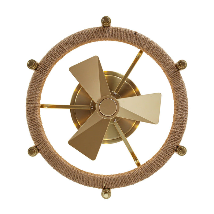 20" Flush Mount Golden Ceiling Fan with Light and Remote Control