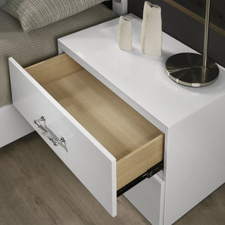 Stoholm Modern White 2-Drawer Nightstand with Sleek Chrome Handles