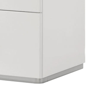 Stoholm Modern White 2-Drawer Nightstand with Sleek Chrome Handles