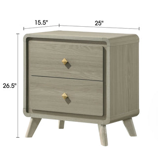 ainier 25" Modern Gray Wood Nightstand with 2 Drawers