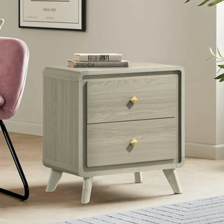ainier 25" Modern Gray Wood Nightstand with 2 Drawers