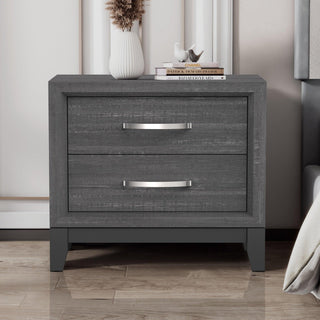 Modern Lucien Wood Nightstand with 2 Drawers For Bedroom