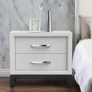 Modern Lucien Wood Nightstand with 2 Drawers For Bedroom