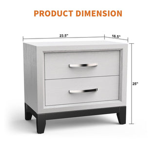 Modern Lucien Wood Nightstand with 2 Drawers For Bedroom