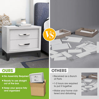Modern Lucien Wood Nightstand with 2 Drawers For Bedroom