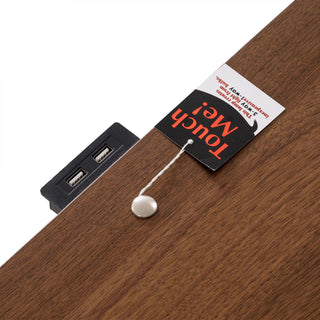 Hepburne 26" Walnut Mid-Century Nightstand with Touch Light