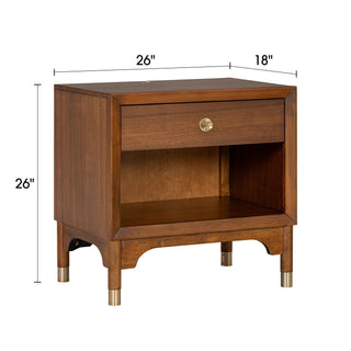 Hepburne 26" Walnut Mid-Century Nightstand with Touch Light