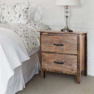Solid Wood Farmhouse Nightstand Side Table For Bedroom