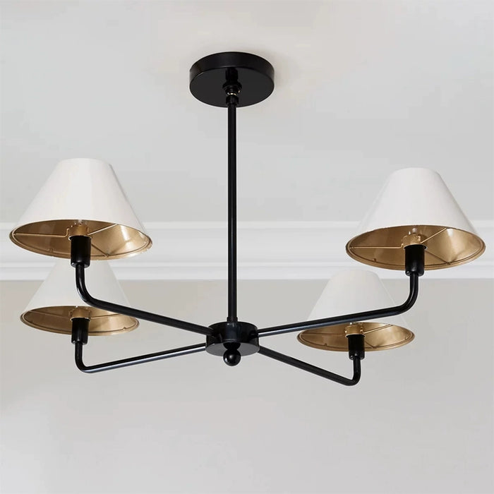 4-Light Modern Iron Chandelier with Adjustable Hanging Length and Cover in Dining Room