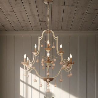 Vintage White Traditional Chandelier with Adjustable Hanging Length in Dining Room