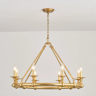 8-Light Industrial Chandelier in Living Room with Adjustable Hanging Length