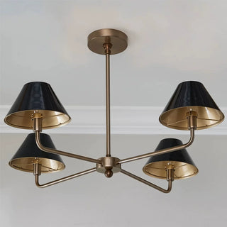4-Light Modern Iron Chandelier with Adjustable Hanging Length and Cover in Dining Room