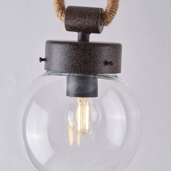 1-Light Rustic Industrial Style Glass Rope Wall Sconces Lighting