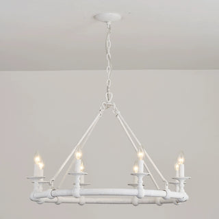 8-Light Industrial Chandelier in Living Room with Adjustable Hanging Length