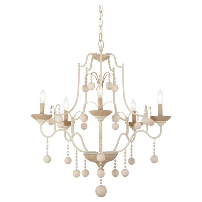 Vintage White Traditional Chandelier with Adjustable Hanging Length in Dining Room