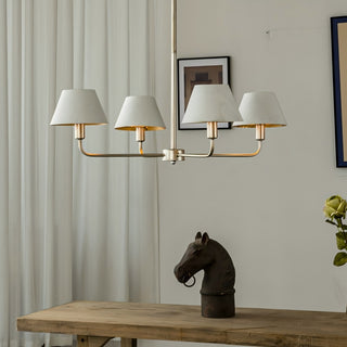 4-Light Modern Iron Chandelier with Adjustable Hanging Length and Cover in Dining Room