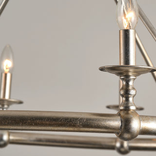 8-Light Industrial Chandelier in Living Room with Adjustable Hanging Length