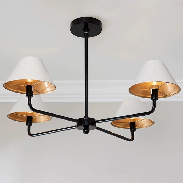 4-Light Modern Iron Chandelier with Adjustable Hanging Length and Cover in Dining Room