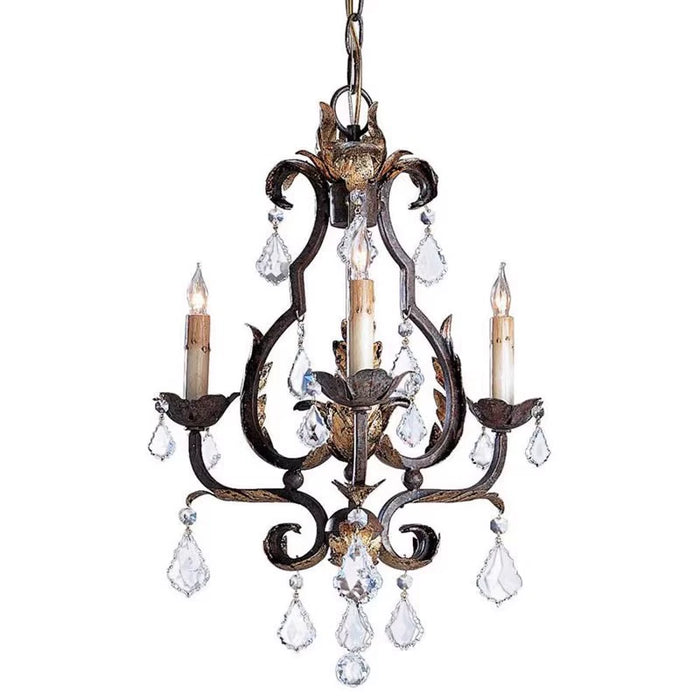 American Industrial Vintage Crystal Chandelier with Adjustable Hanging Length