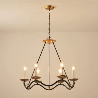 6-Light Industrial Black and Copper Pendant Lighting with Adjustable Hanging Length