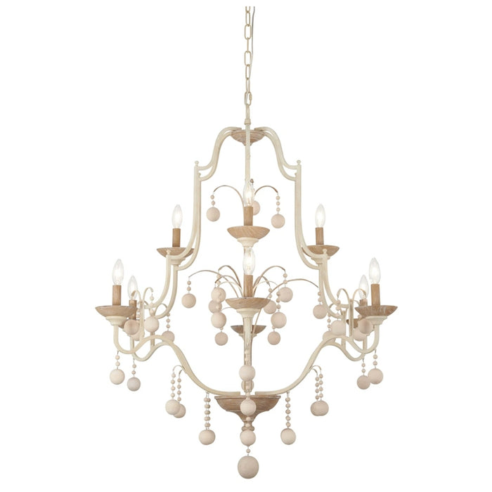 Vintage White Traditional Chandelier with Adjustable Hanging Length in Dining Room