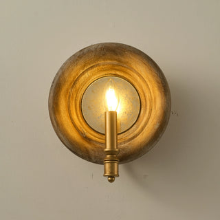 1-Light French Vintage Wooden Mirror Wall Sconces Lighting