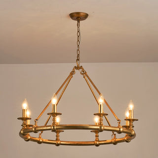 8-Light Industrial Chandelier in Living Room with Adjustable Hanging Length