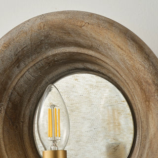 1-Light French Vintage Wooden Mirror Wall Sconces Lighting