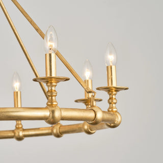 8-Light Industrial Chandelier in Living Room with Adjustable Hanging Length