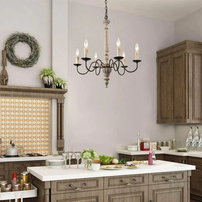 6-Light Traditional Pendant Lighting in Kitchen with Adjustable Hanging Length