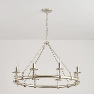 8-Light Industrial Chandelier in Living Room with Adjustable Hanging Length