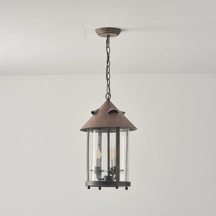 3-Light Rustic Iron Pendant Lighting with Adjustable Hanging Length