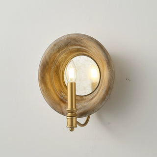 1-Light French Vintage Wooden Mirror Wall Sconces Lighting