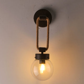 1-Light Rustic Industrial Style Glass Rope Wall Sconces Lighting