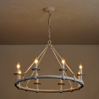 8-Light Industrial Chandelier in Living Room with Adjustable Hanging Length