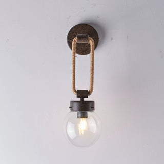 1-Light Rustic Industrial Style Glass Rope Wall Sconces Lighting