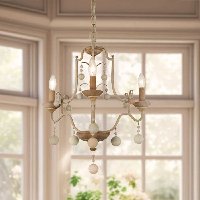 Vintage White Traditional Chandelier with Adjustable Hanging Length in Dining Room