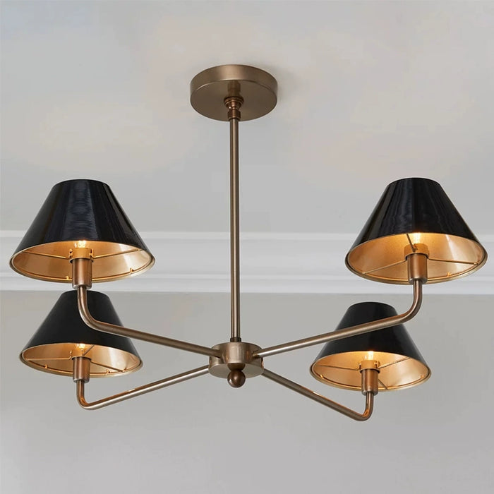 4-Light Modern Iron Chandelier with Adjustable Hanging Length and Cover in Dining Room