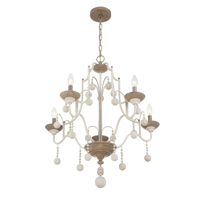 Vintage White Traditional Chandelier with Adjustable Hanging Length in Dining Room